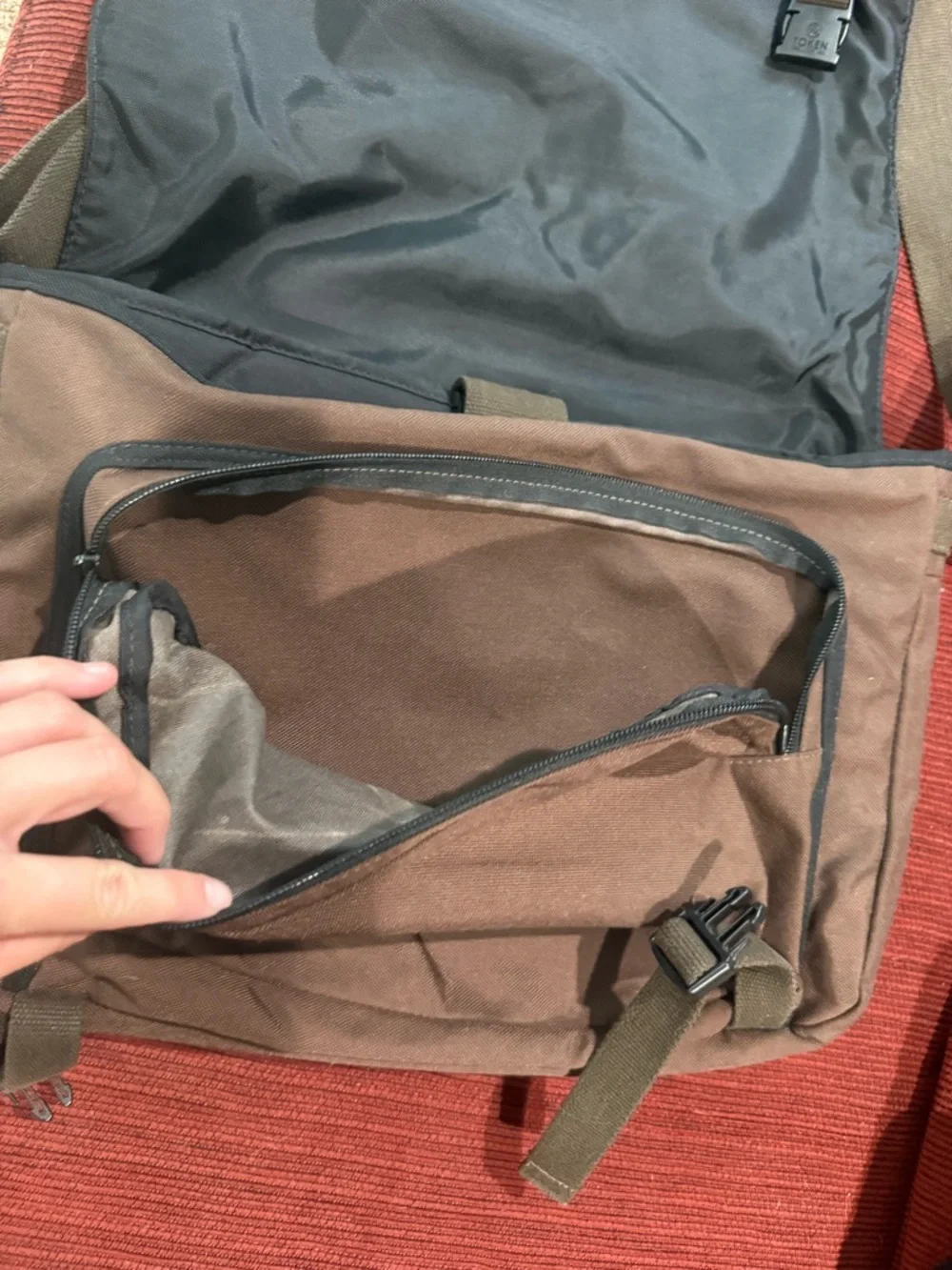 Brown Canvas Laptop Messenger Bag with Adjustable Strap